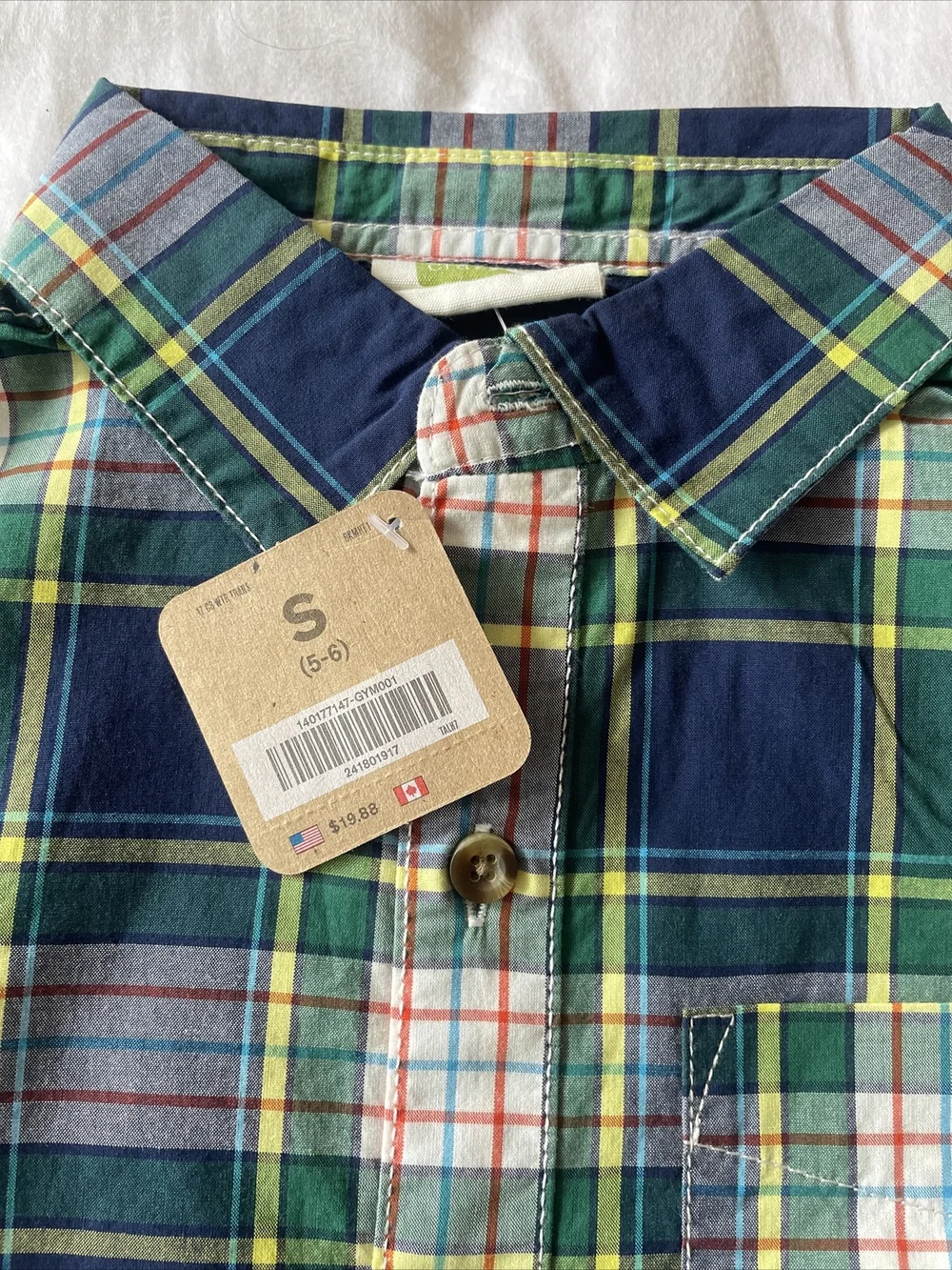 New crazy 8 plaid boys Cotton flannel shirt Small 5-6 Years